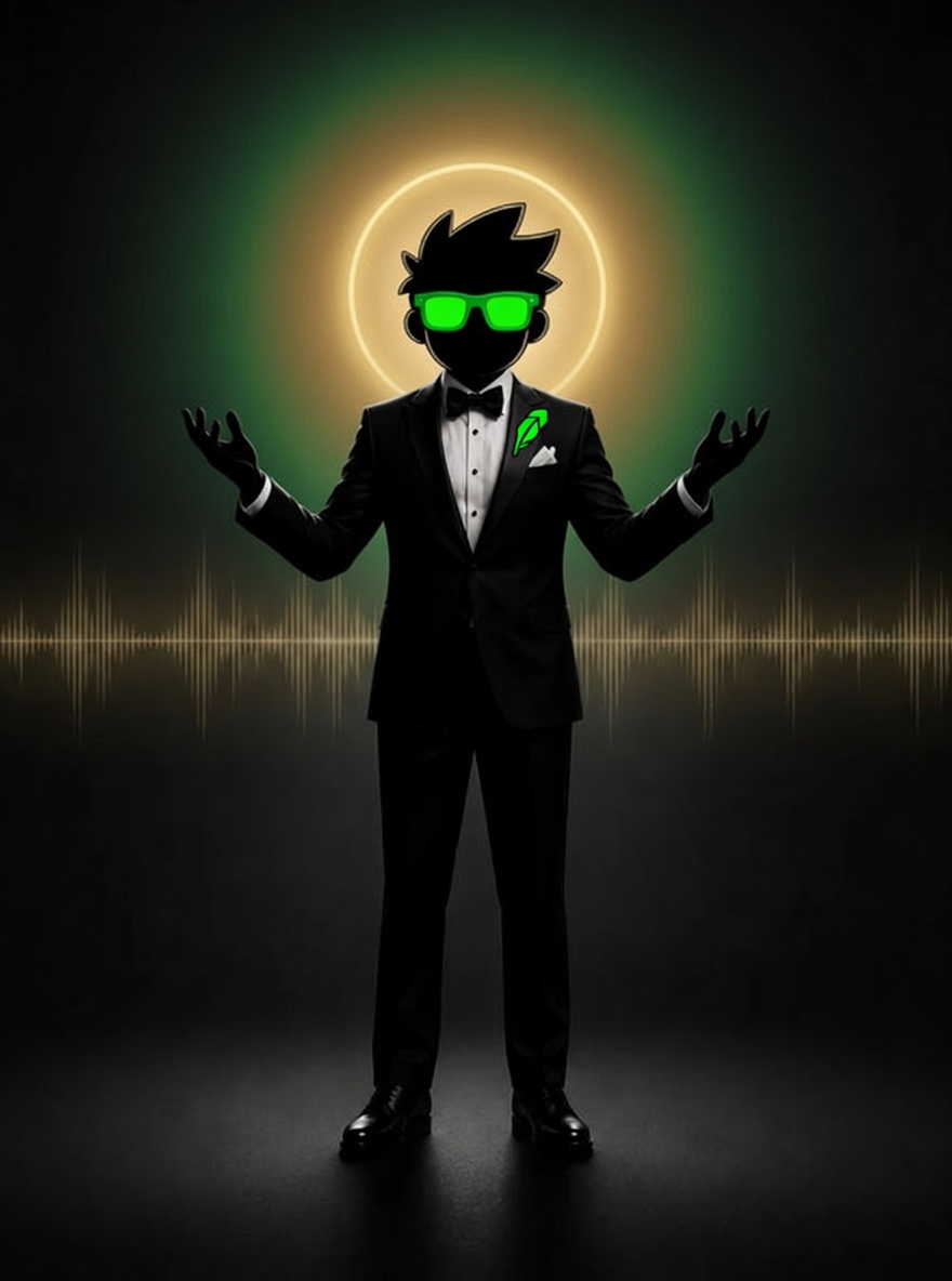 $MANIFEST figure with Robinhood green energy, arms open, receiving